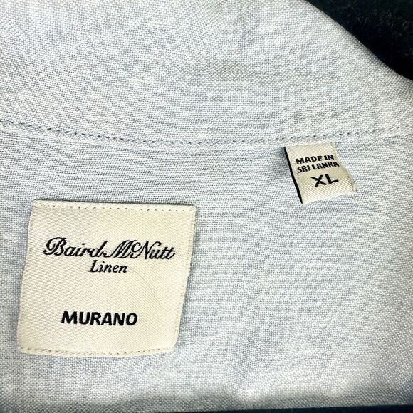 Baird McNutt Linen Murano Short Sleeve Button Up Shirt Size XL Light Blue - Picture 4 of 5